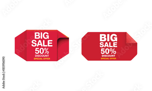 Big Sale 50 Percent Off Discount Price Tags Isolated on White
