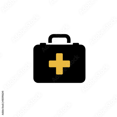 Vector icon of a medical first aid kit, symbolizing health emergency. This clean graphic represents immediate care and crucial support in various situations