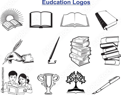Collection of hand-drawn school supplies icons including a backpack laptop notebook pencil open book and pen ideal for educational content creation