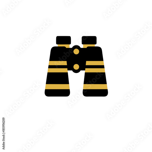 Binoculars icon representing observation, exploration, and discovery on a clean white background