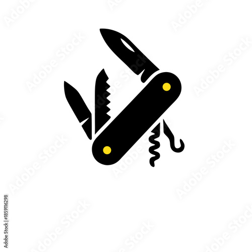 Multipurpose pocket knife icon, symbolizing utility and versatility for outdoor activities and everyday tasks