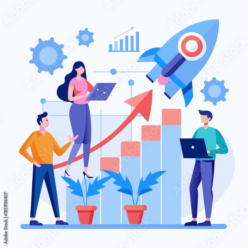 business people with chart