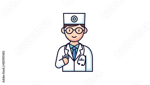 Friendly doctor with glasses and stethoscope ready to help patients in need.