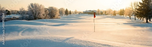 Winter Golf Course Sunrise with Frosty Trees
