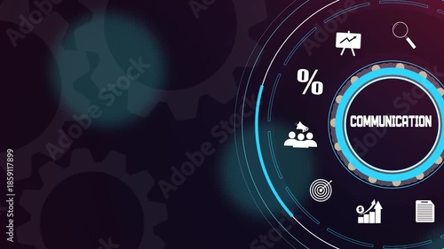 Digital communication interface with neon blue light effects ideal for social media and marketing agency.