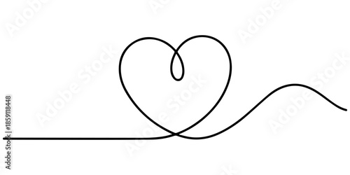 heart continuous one line drawing, Heart lines. Continuous heart line drawing fancy minimalist illustration. Symbol of love one line abstract minimalist outline drawing, Black doodles on a white