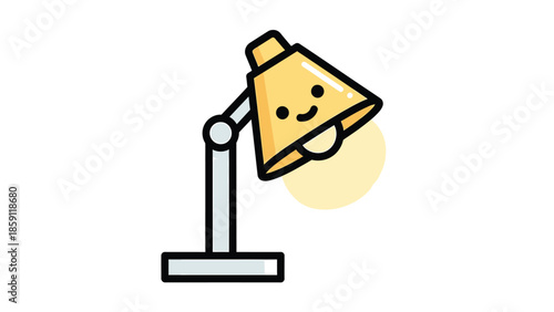 Cute cartoon desk lamp with a smiling face and bright light.