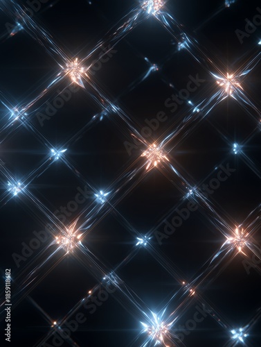 Wallpaper Mural Radiant Lattice: A mesmerizing visual of glowing lights creates a sparkling lattice of light against a dark background, evoking a sense of modern beauty and technological brilliance. Torontodigital.ca