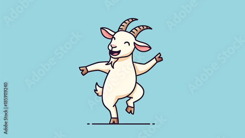 Cheerful goat dancing with joy and excitement, expressing happiness and fun.
