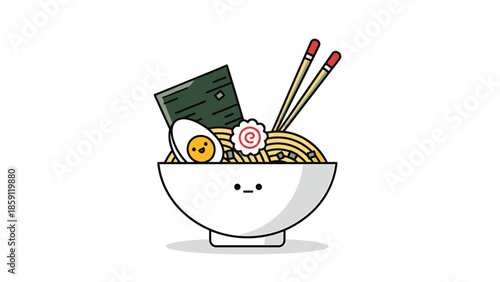 Delicious bowl of ramen with various toppings and chopsticks ready to eat.