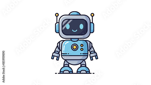 Cute cartoon robot character with a friendly face and antennas.