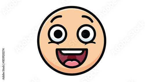 Happy face with wide open eyes and a big smile expressing joy and excitement.