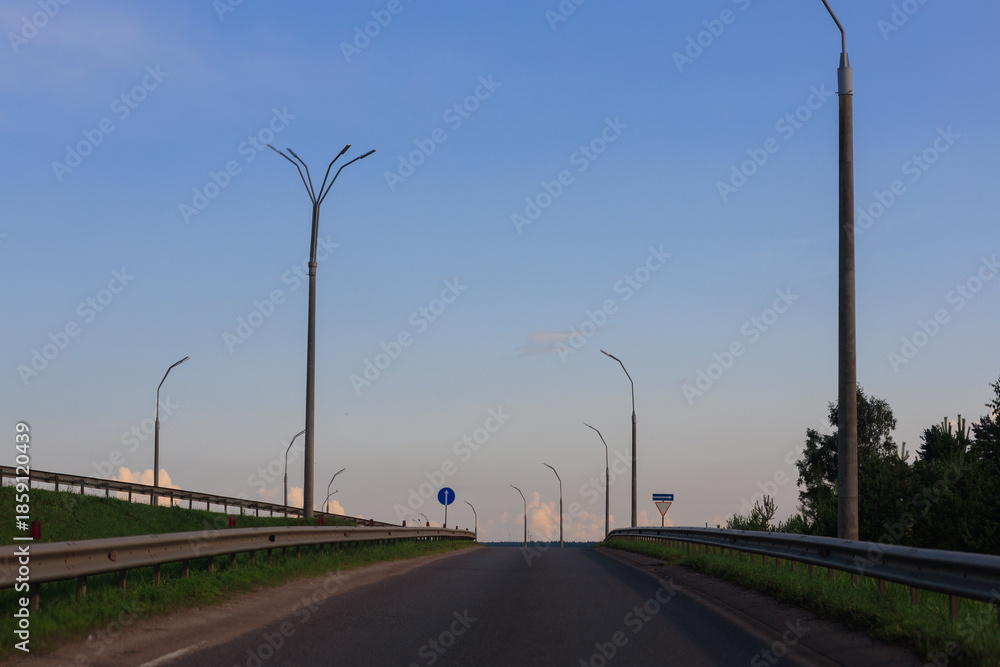 Fototapeta premium evening views of the road highway on a sunny day in summer. 