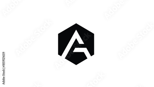 Geometric logo design featuring the letter A within a hexagon shape, modern and minimalist.