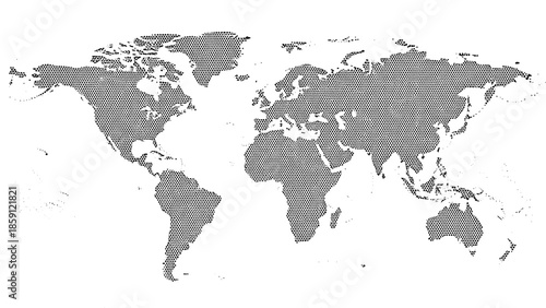 World map with abstract hexagon pattern