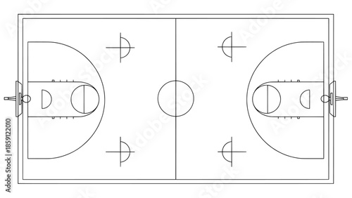 Minimalist basketball court floor plan for sport strategy