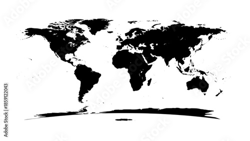 World map silhouette on transparent background