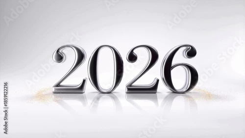 Minimal Matte 3D “2026” Text on Clean White Background