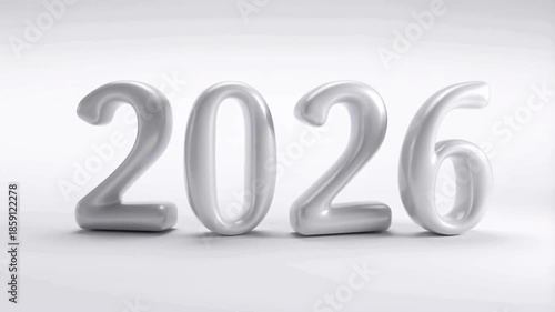 Minimal Matte 3D “2026” Text on Clean White Background