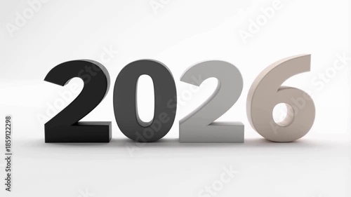Minimal Matte 3D “2026” Text on Clean White Background