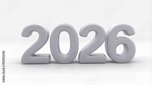 Minimal Matte 3D “2026” Text on Clean White Background