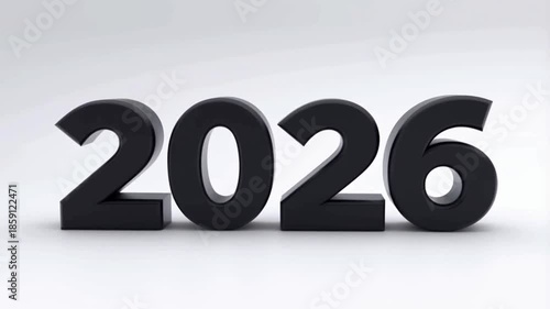 Minimal Matte 3D “2026” Text on Clean White Background