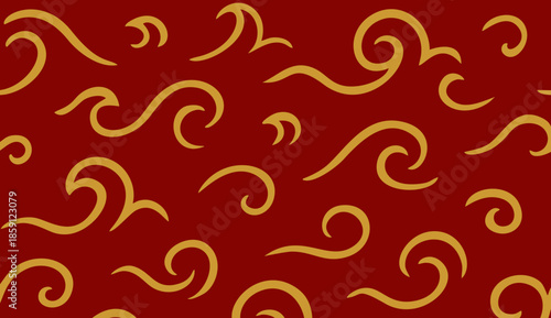 Imlek, ripple wave, Elegant decorative background with swirling gold clouds, ideal for luxury design, branding, or festive web themes.
