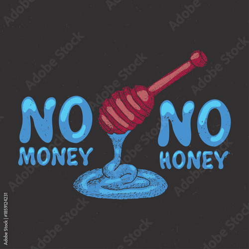 Fresh Honey Pot with Wooden Dipper and Swirling Golden Syrup Vector