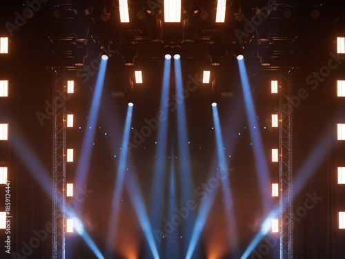 Stage light and smoke on stage, lighting and spotlights.	