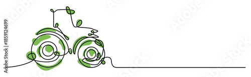 Minimalist farmer tractor one line drawing vector illustration