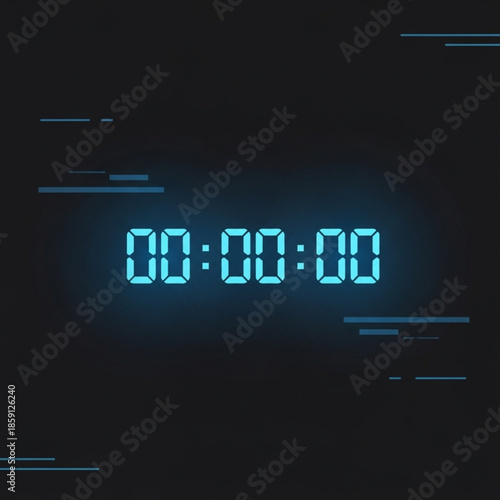 Digital clock displaying 000000 a futuristic timer or stopwatch for technology concepts isolated on a dark background