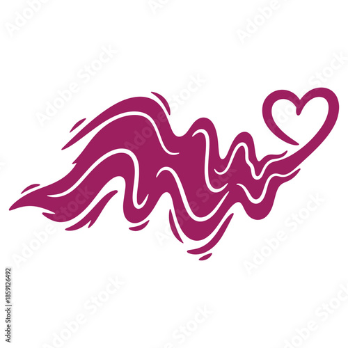 Abstract Purple Heart Shape with Curved Lines Design Element for Art and Graphics