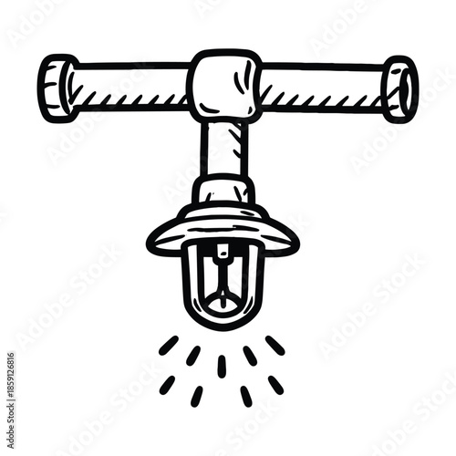 Fire Sprinkler System Flat Vector Illustration
