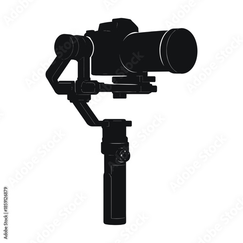 Camera with stabilizer flat vector illustration