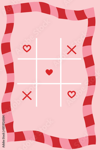 fondo rosa con marco de colores con corazones 