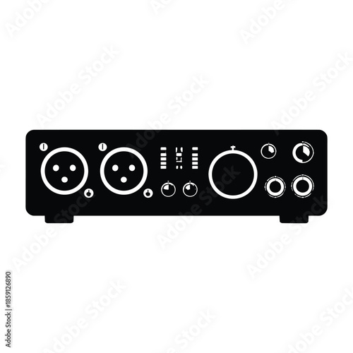 Audio interface front panel flat vector illustration
