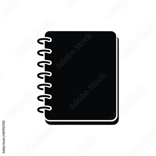 Black spiral bound notebook icon flat design