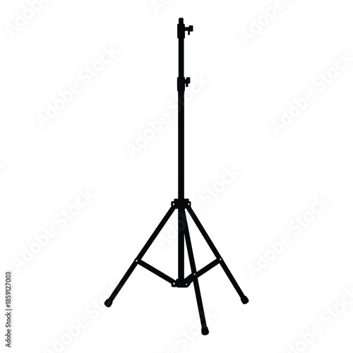 Adjustable tripod stand silhouette isolated
