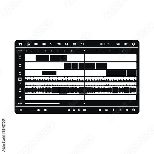 Digital audio editing software interface flat design