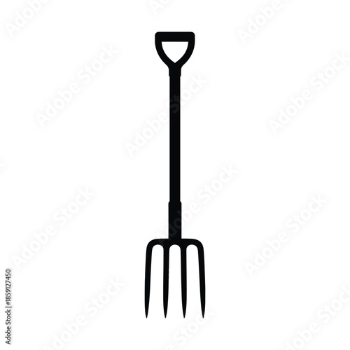 Garden fork tool simple black silhouette