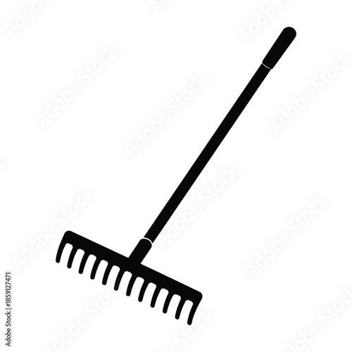 Garden rake tool flat vector illustration