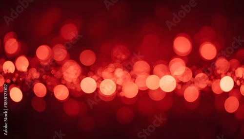 Red Christmas Background: Festive Holiday Abstract Design with Glowing Christmas Lights, Warm Red Tones, Seasonal Atmosphere, and Elegant Sparkling Illumination for Celebrations and Decor
