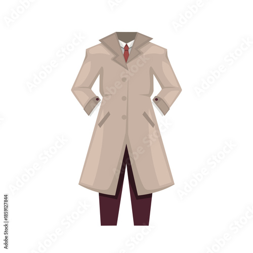 Detective outfit icon, detective clothing vector illustration, detective coat vector image, detective clip art