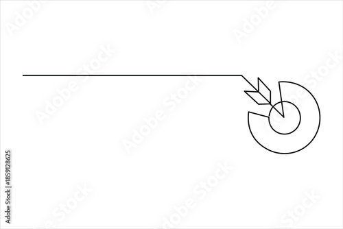 Target with arrow continuous one line art drawing of minimalist outline vector illustration
