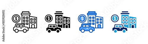 fixed asset icon set multiple style collection