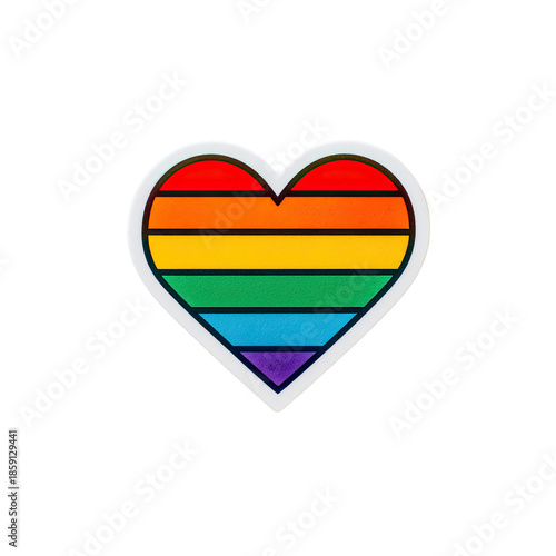 Free Download A heart shape filled with rainbow stripes, outlined with white, on a black background - GFXLoad