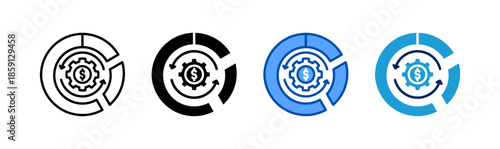 money management icon set multiple style collection