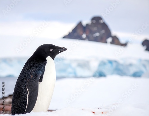Antarctic penguin on snow