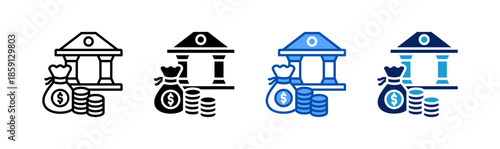 banking icon set multiple style collection