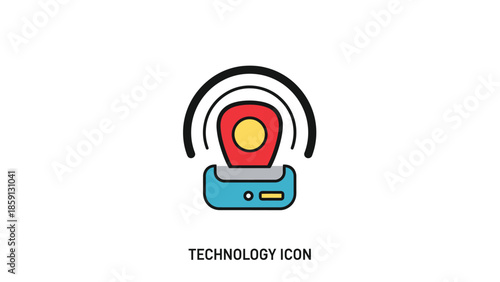 Modern technology icon representing wireless communication and data transfer.